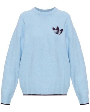 adidas Ess Knit Tipping Crew Sweatshirt - Blau