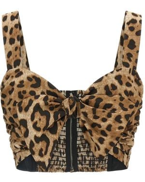 Dolce & Gabbana Top Con Estampado De Leopardo - Marrón