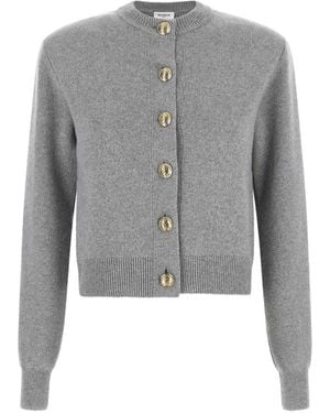 Balmain Engraved-Button Crew-Neck Cardigan - Grey