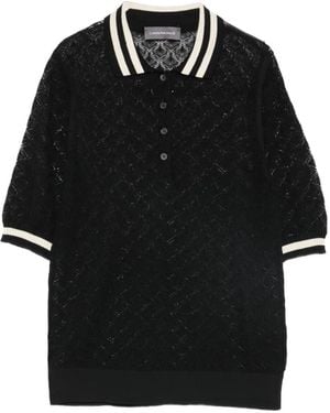 Lorena Antoniazzi Diamond-Pointelle Polo Shirt - Black