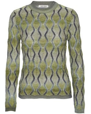 Henrik Vibskov Resonance Geometric-Pattern T-Shirt - Green