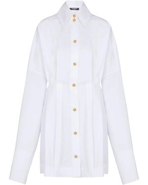 Balmain Buttoned Poplin Shirt Dress - White
