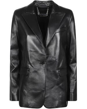 John Richmond Single-Breasted Leather Jacket - Black