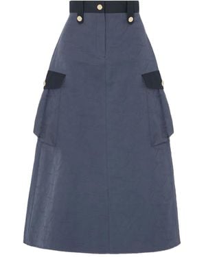 Temperley London Victory Button-Detail Pocket Maxi Skirt - Blue
