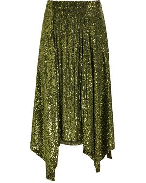 Rabanne Falda Midi Asimétrica Con Lentejuelas - Verde