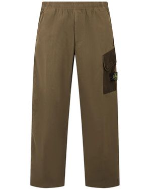 Stone Island 3100060 Organic Panama Cotton + Nylon Pants - Green