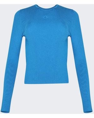 Marine Serre ファインリブ セーター - ブルー