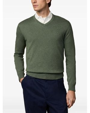 Hackett V-Neck Cotton Sweater - Green