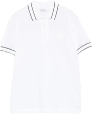 Brunello Cucinelli Striped-Trim Polo Shirt - White