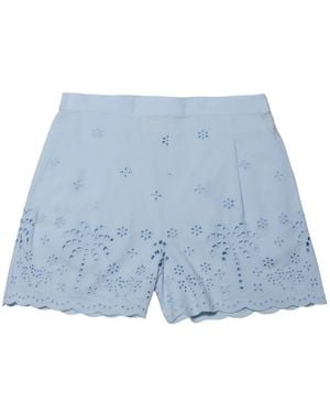 MC2 Saint Barth Amani Broderie-Anglaise Scalloped Shorts - Blue