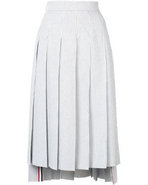 Thom Browne Seersucker Pleated Skirt - White