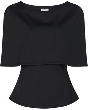 Rosetta Getty Blusa con diseño de capa - Negro