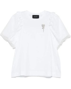 Simone Rocha Flower-Embellished T-Shirt - White