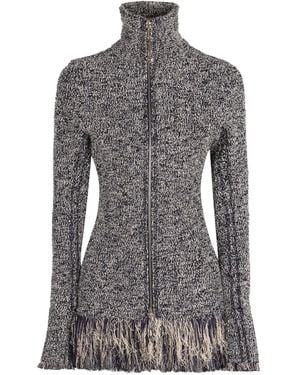 Rabanne Cardigan Zippé À Franges - Gris