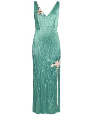 Erdem Embroidered Sleeveless Satin Midi Dress - Green