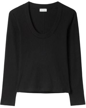 House of Dagmar Scoop-Neck Ribbed Long-Sleeved T-Shirt - Black