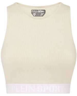 Philipp Plein Ribbed Sports Bra - Natural