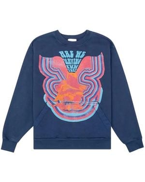 Rhude Kangaroo-Pocket Graphic Sweatshirt - Blue