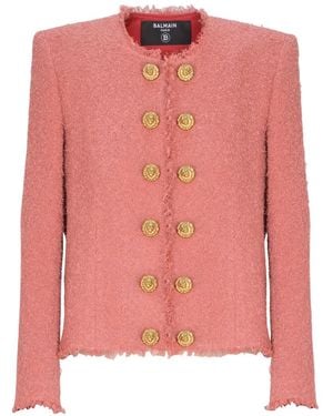 Balmain Buttoned Tweed Jacket - Pink