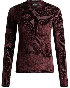 Etro Top With A Velvet Pattern - Brown