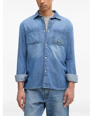 KARL LAGERFELD Jeanshemd Mit Logo-Schild - Blau