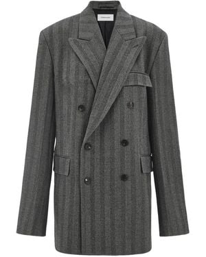 Ferragamo Herringbone Double-Breasted Blazer - Gray