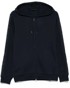 Emporio Armani Logo-Detail Hooded Zip-Up Sweatshirt - Blue