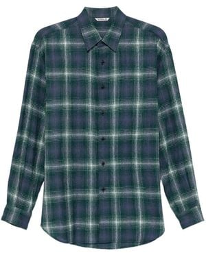 AURALEE Airy Checked Shirt - Blue