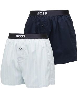 HUGO Logo-Waistband Boxer Shorts - Blue