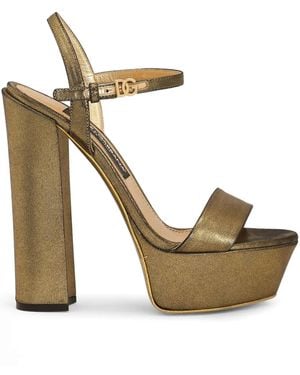 Dolce & Gabbana Sandales À Logo 145 Mm - Métallisé
