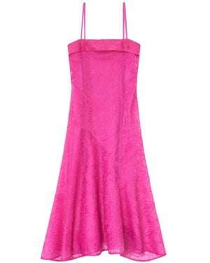 Ganni Robe Mi-Longue Trapèze À Bretelles - Rose
