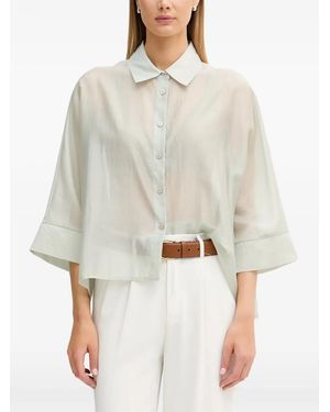 Benetton Sheer Wide-Sleeve Shirt - White
