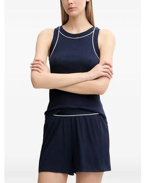 Lacoste Pajama En Coton À Design Côtelé - Blue