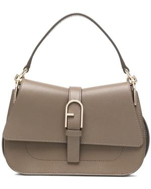 Furla Arch-Logo Leather Shoulder Bag - Gray