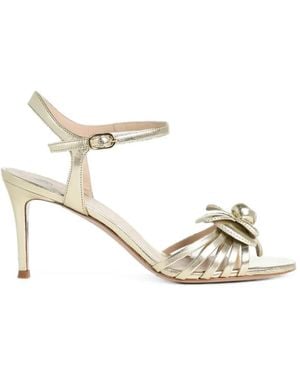 Roberto Festa Sincler Floral-Appliqué Heeled Sandals - Metallic
