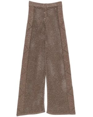 MC2 Saint Barth Elga Crochet-Knit Trousers - Brown