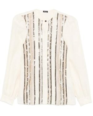 Kiton Sequin Striped Top - White