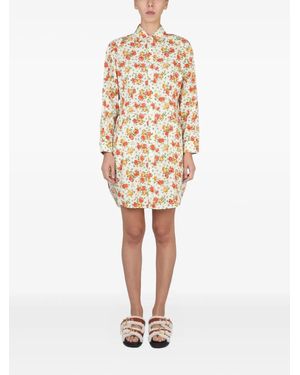 Marni Floral-Print Shirt Mini Dress - White