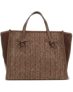 MARCELLA CLUB 32 Missmarcella Woven Leather Tote Bag - Brown