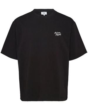 Maison Kitsuné Logo-Embroidered T-Shirt - Black