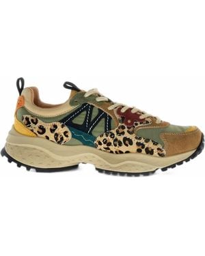 Flower Mountain Solin Leopard-Print Trainers - Metallic