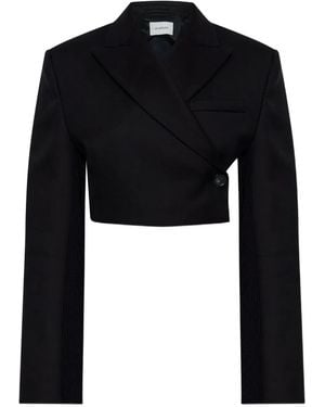 Sportmax Cropped Knitted-Sleeve Blazer - Black