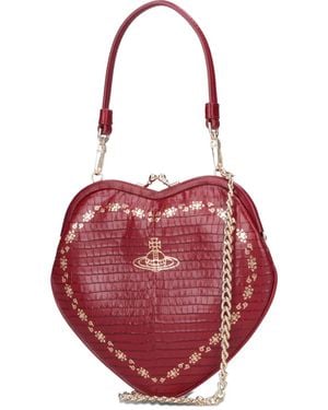Vivienne Westwood Borsa Tote Belle Heart Frame Con Effetto Coccodrillo - Rosso