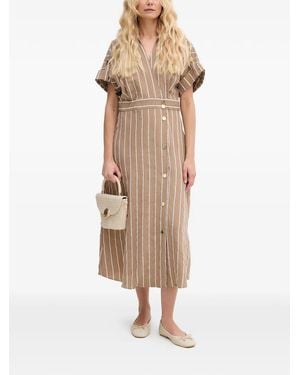 Lola Casademunt Gestreiftes Midikleid - Natur