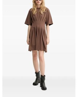 Gestuz Gzinez Pleated-Waist T-Shirt Mini Dress - Brown