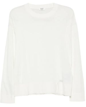 Liu Jo Ribbed-Trim Fine-Knit Jumper - White