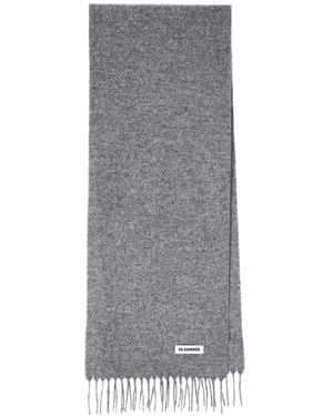 Jil Sander Bufanda Con Borde Con Flecos - Gris
