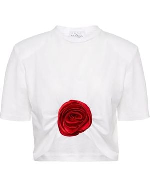 Ana Radu Rose-Embellished Cropped Top - White