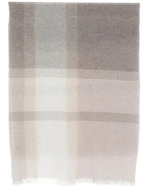 D'Aniello Egina Check-Pattern Fringed Scarf - Grey