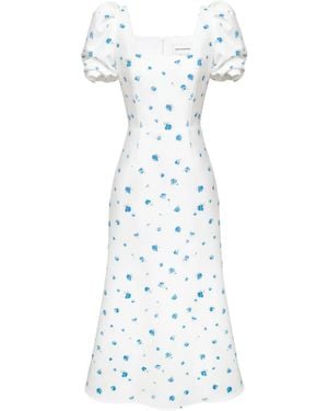 POST MERIDIEM Square Neck Floral Dress - White